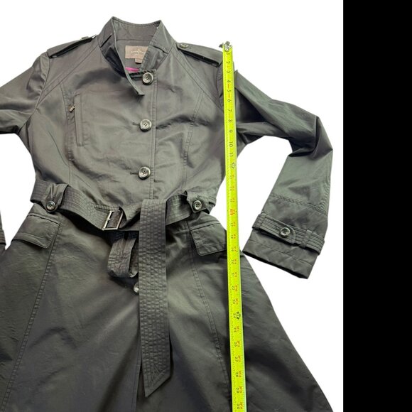 Cole Haan Long Trench Coat, Black, Size Women's 10. Belted. Buttons. Business
